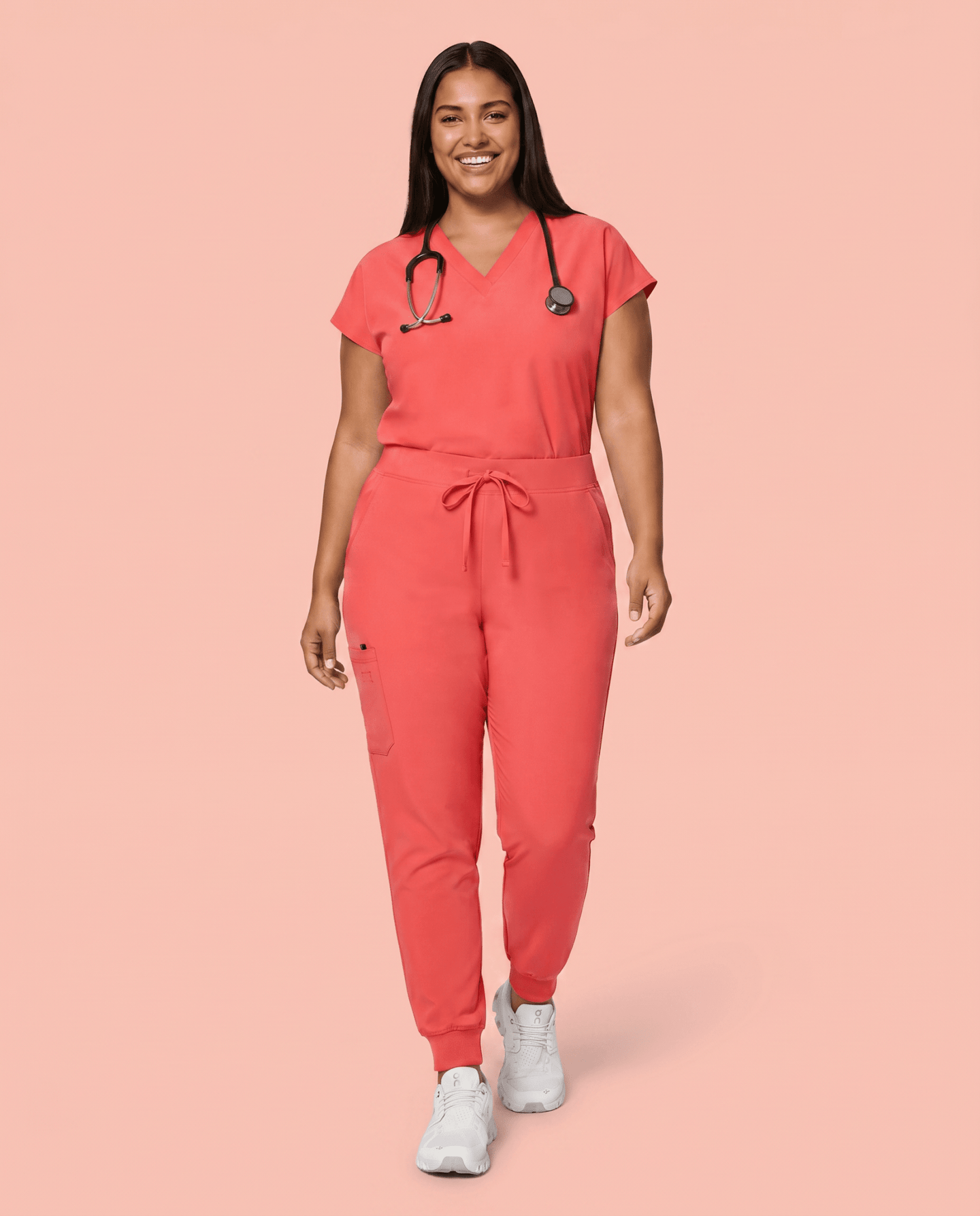 Women's High Waisted Jogger Pant Coral - Scrubloop