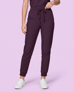 Women's High Waisted Jogger Pant Deep Eggplant - Scrubloop
