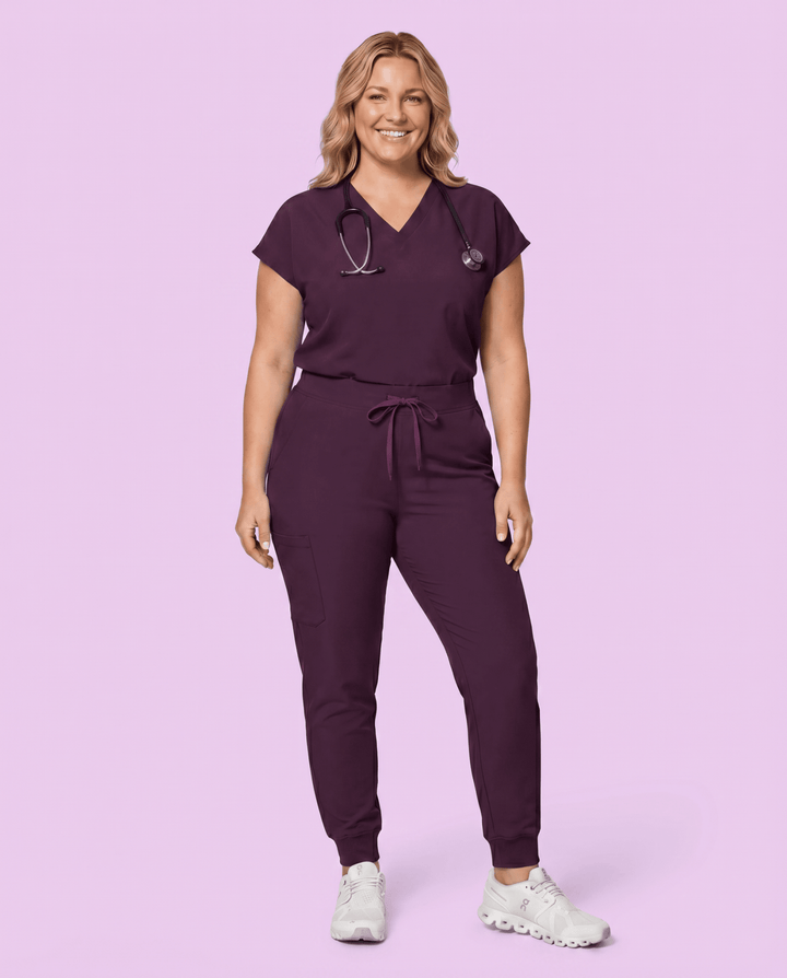 Women's High Waisted Jogger Pant Deep Eggplant