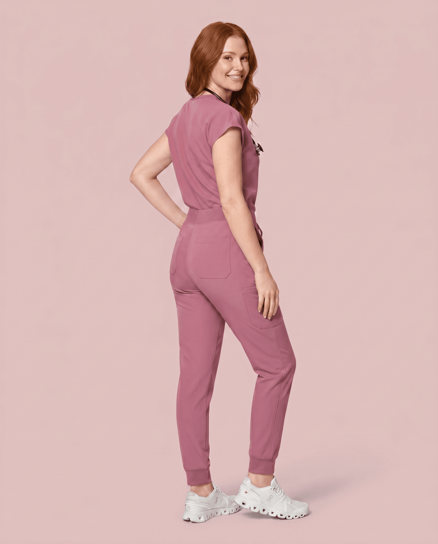 Women's High Waisted Jogger Pant Mauve - Scrubloop