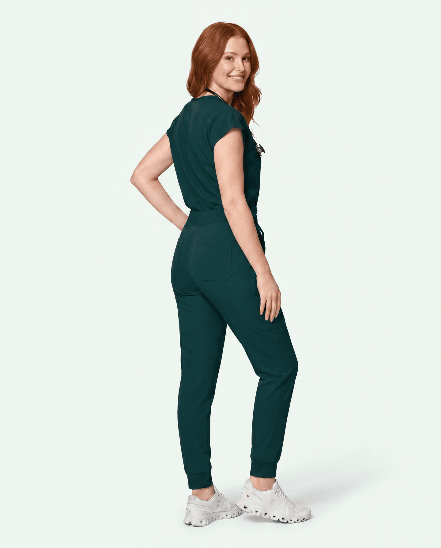 Women's High Waisted Jogger Pant Midnight Green - Scrubloop