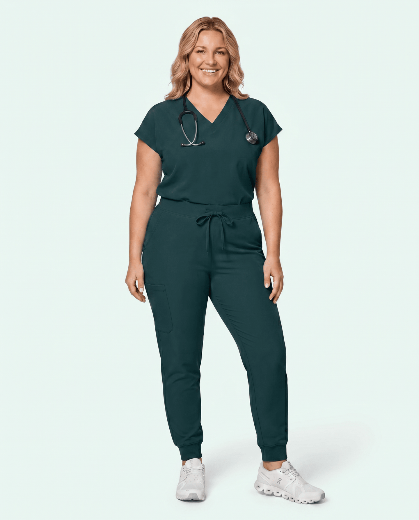 Women's High Waisted Jogger Pant Midnight Green - Scrubloop