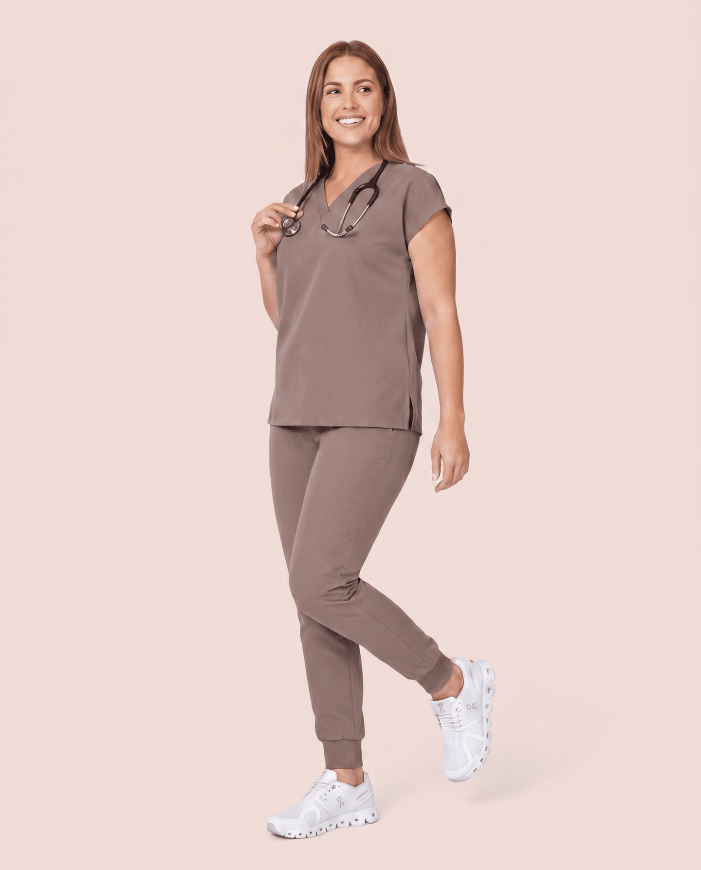 Women's High Waisted Jogger Pant Mocha - Scrubloop