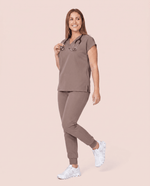 Women's High Waisted Jogger Pant Mocha - Scrubloop