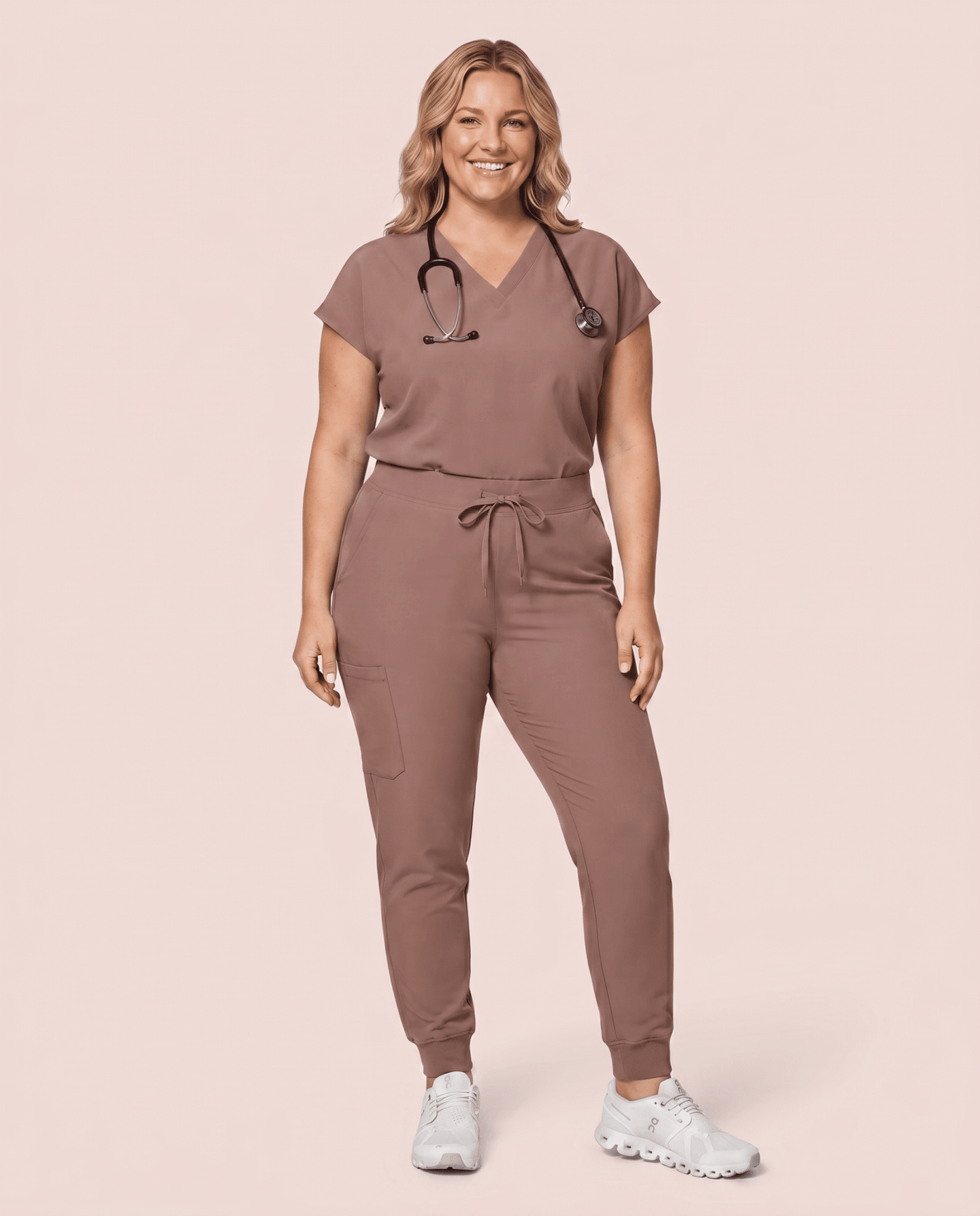 Women's High Waisted Jogger Pant Mocha - Scrubloop