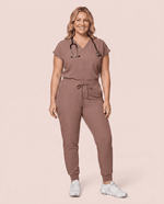Women's High Waisted Jogger Pant Mocha - Scrubloop