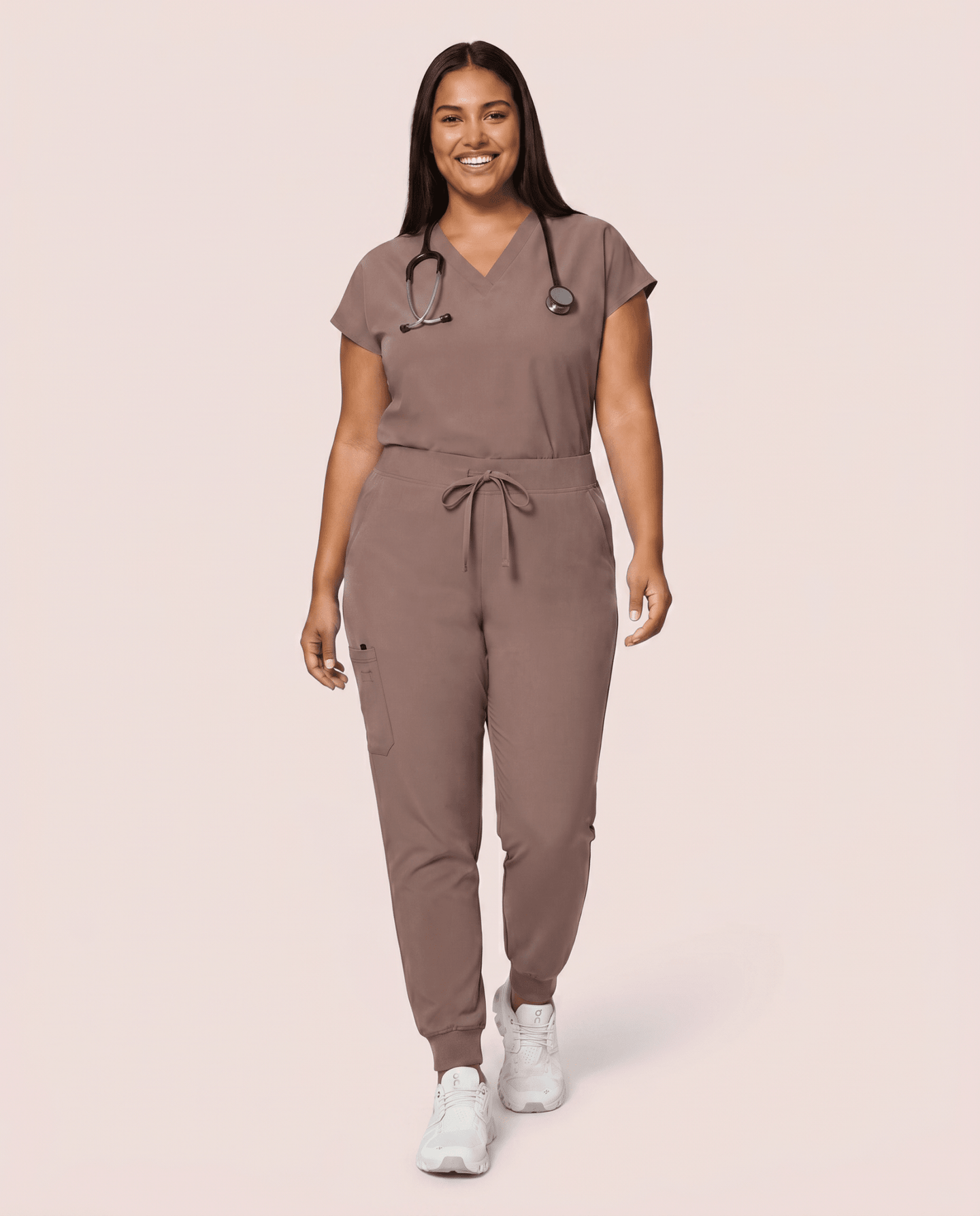 Women's High Waisted Jogger Pant Mocha - Scrubloop