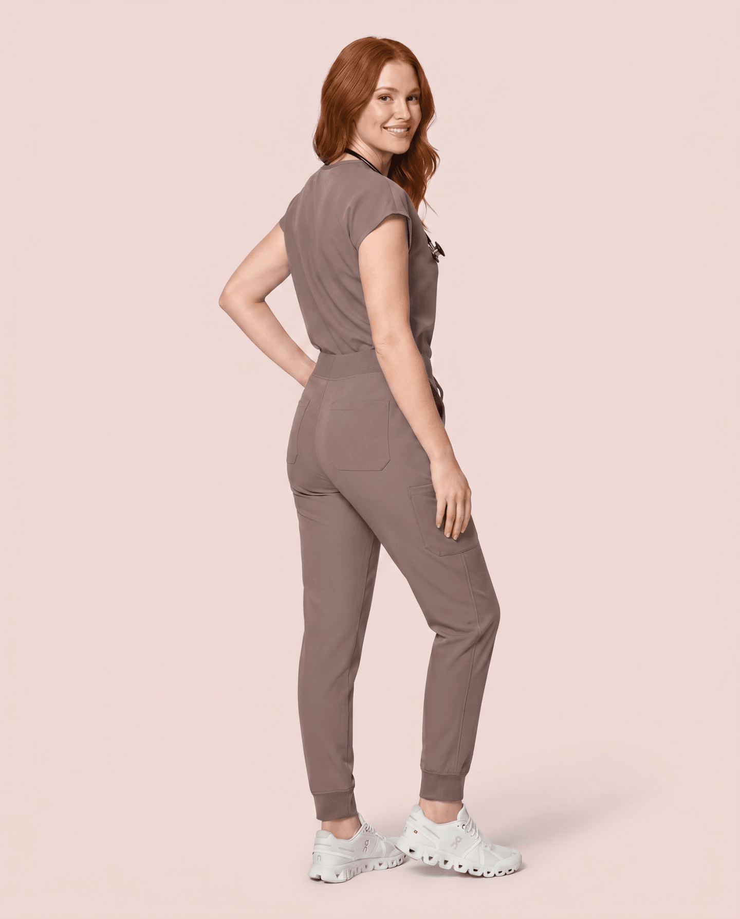 Women's High Waisted Jogger Pant Mocha - Scrubloop