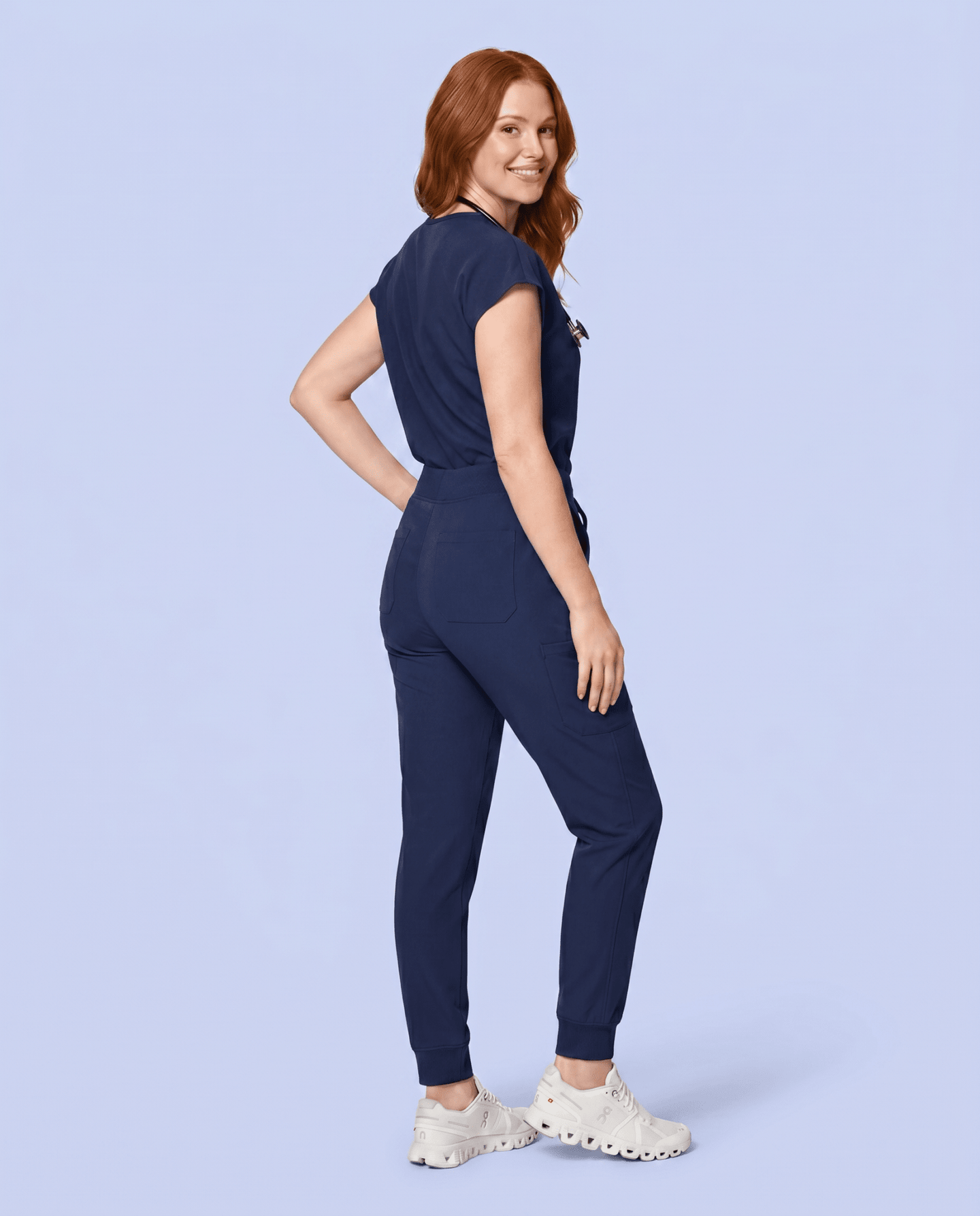 Women's High Waisted Jogger Pant Navy - Scrubloop
