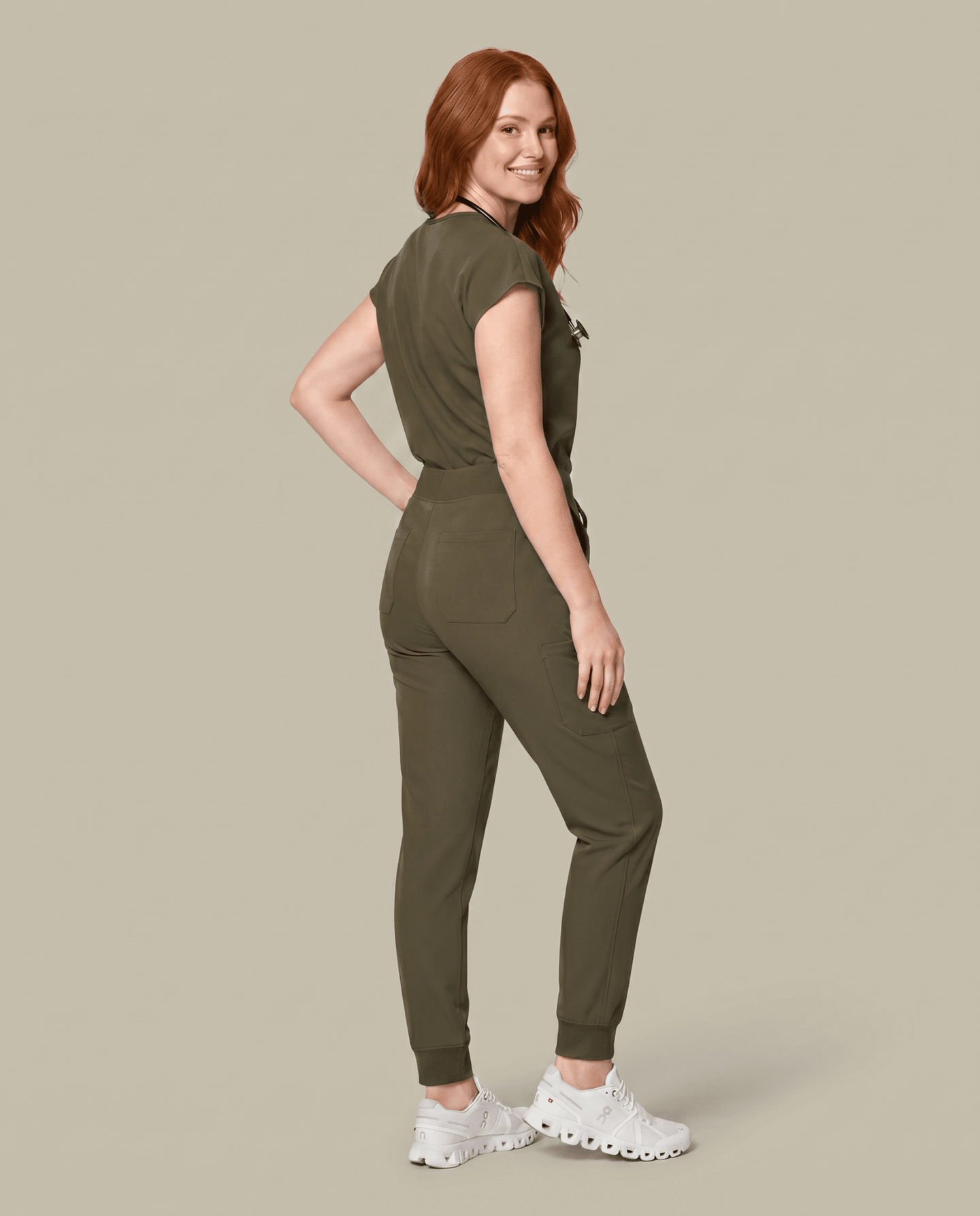 Women's High Waisted Jogger Pant Olive - Scrubloop
