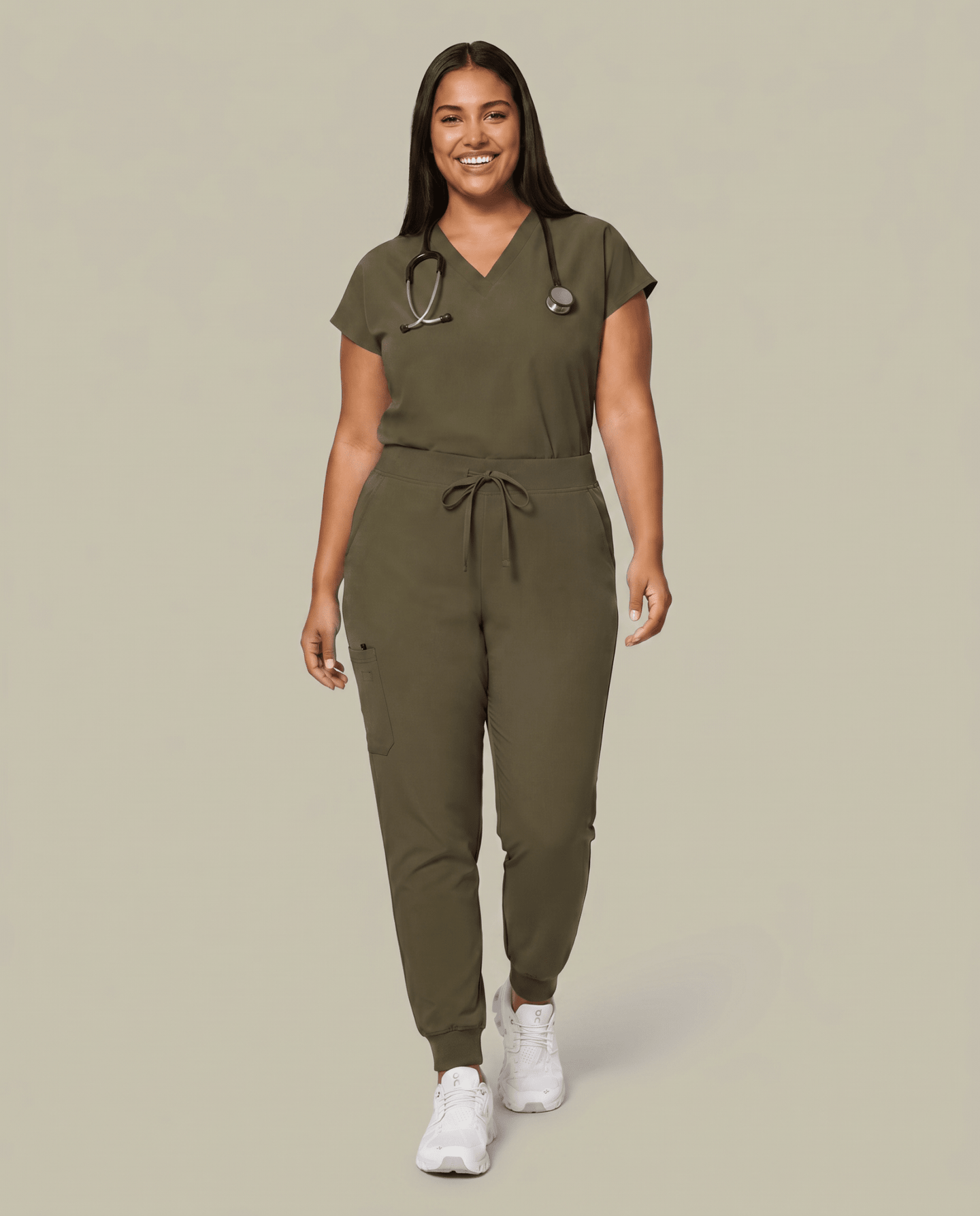 Women's High Waisted Jogger Pant Olive - Scrubloop