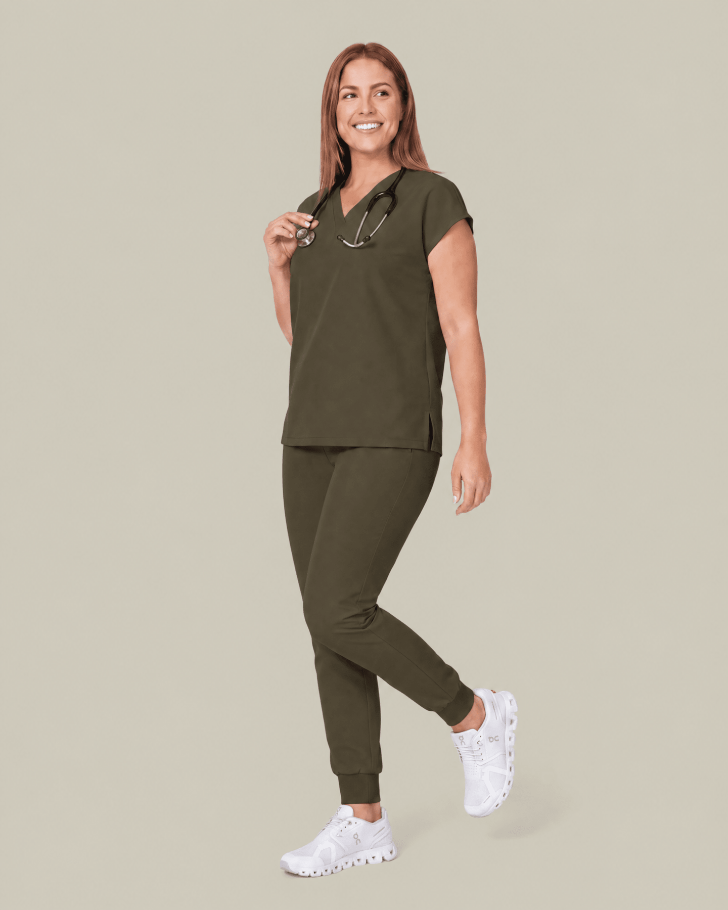 Women's High Waisted Jogger Pant Olive - Scrubloop