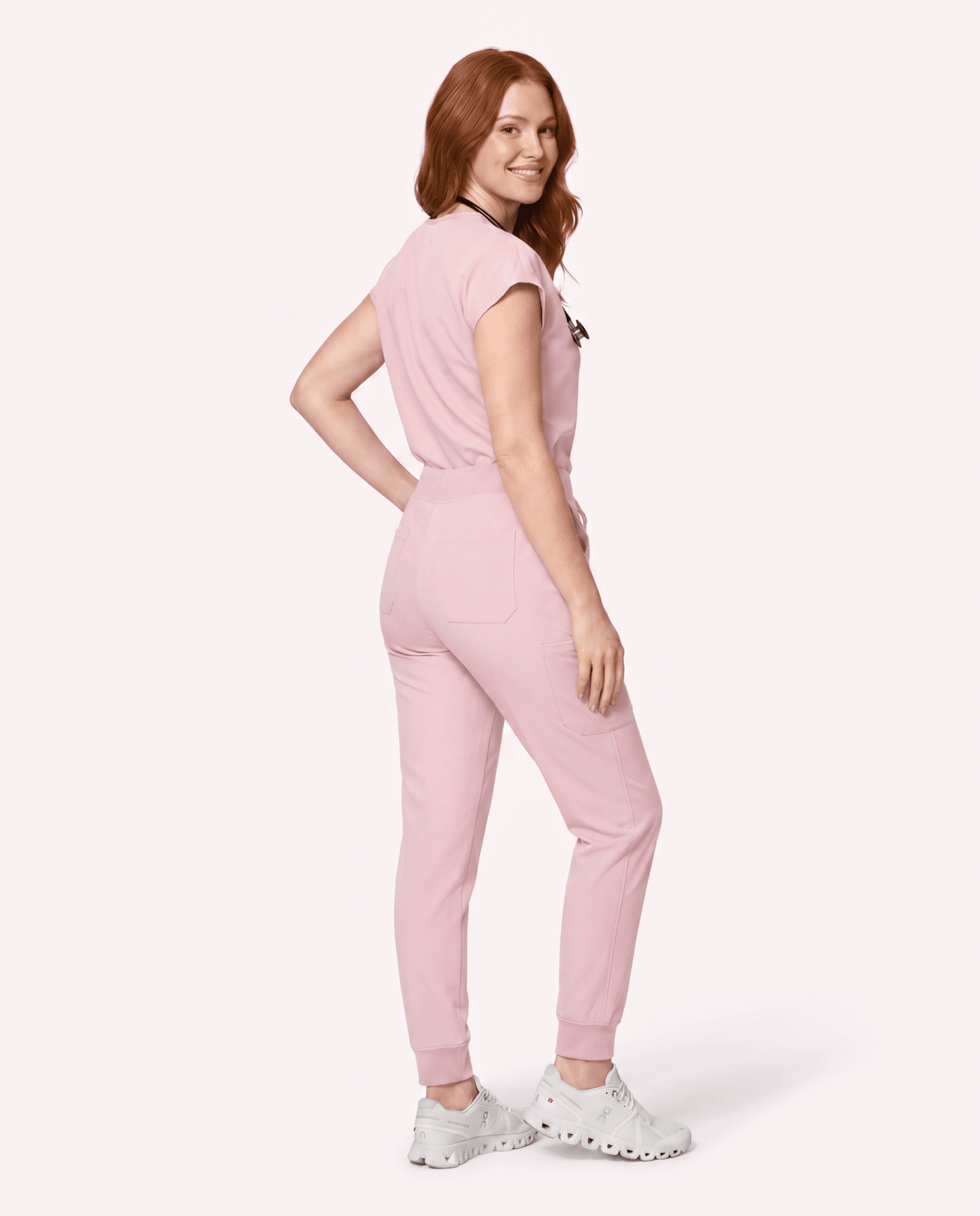 Women's High Waisted Jogger Pant Rose Quartz - Scrubloop