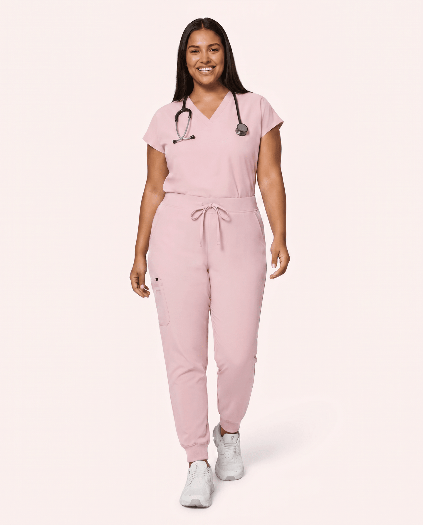Women's High Waisted Jogger Pant Rose Quartz - Scrubloop