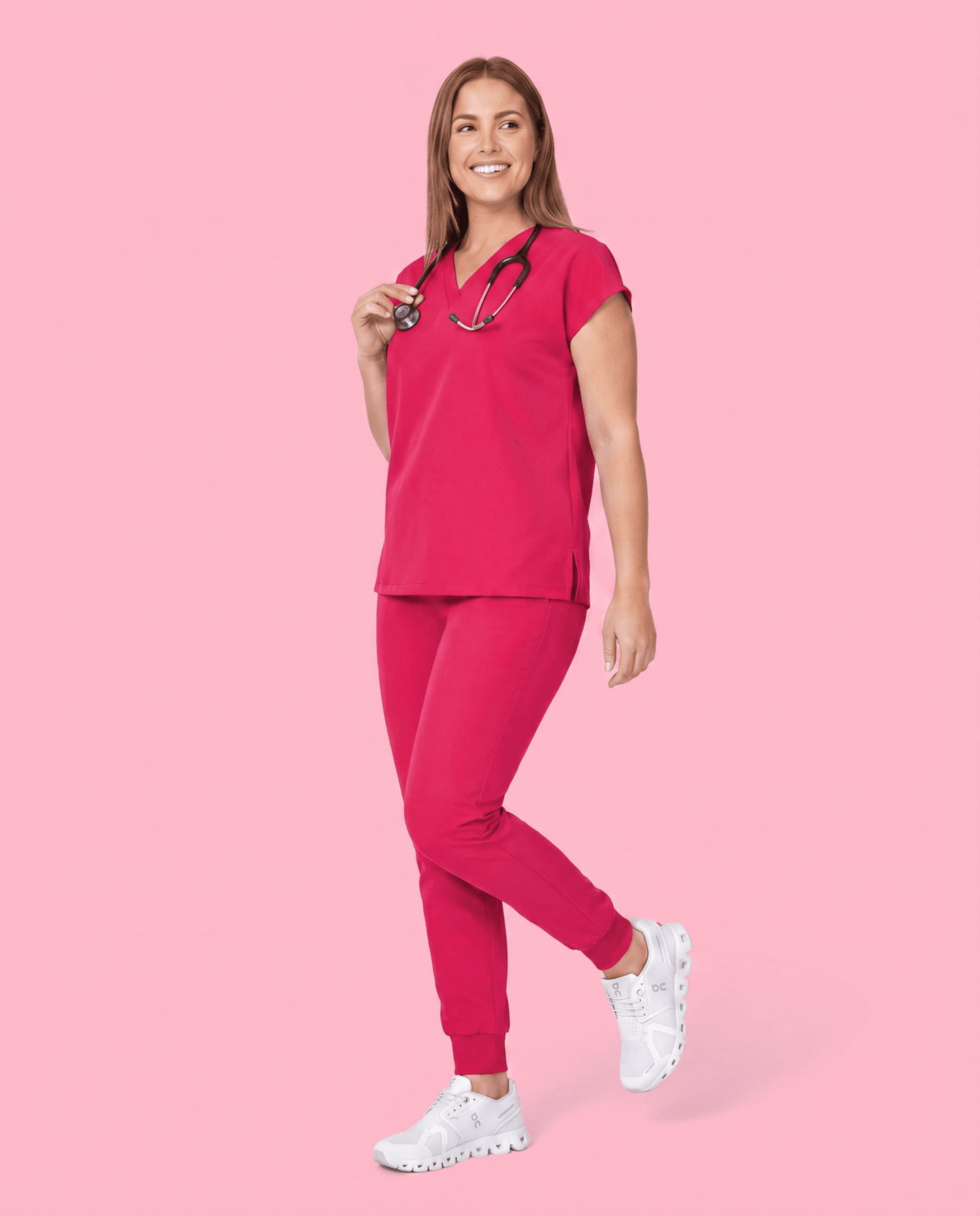 Women's High Waisted Jogger Pant Sangria - Scrubloop