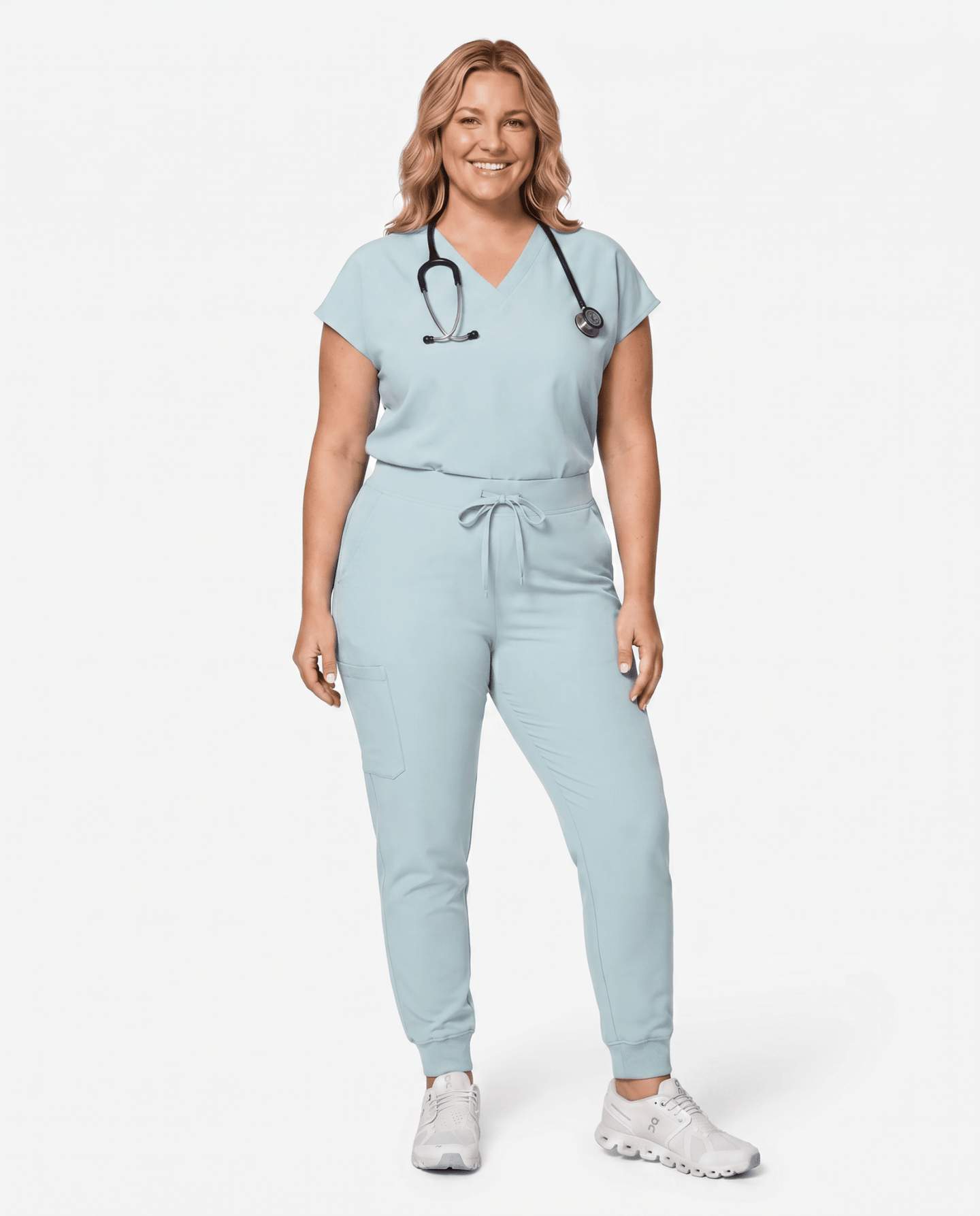 Women's High Waisted Jogger Pant Sky Blue - Scrubloop
