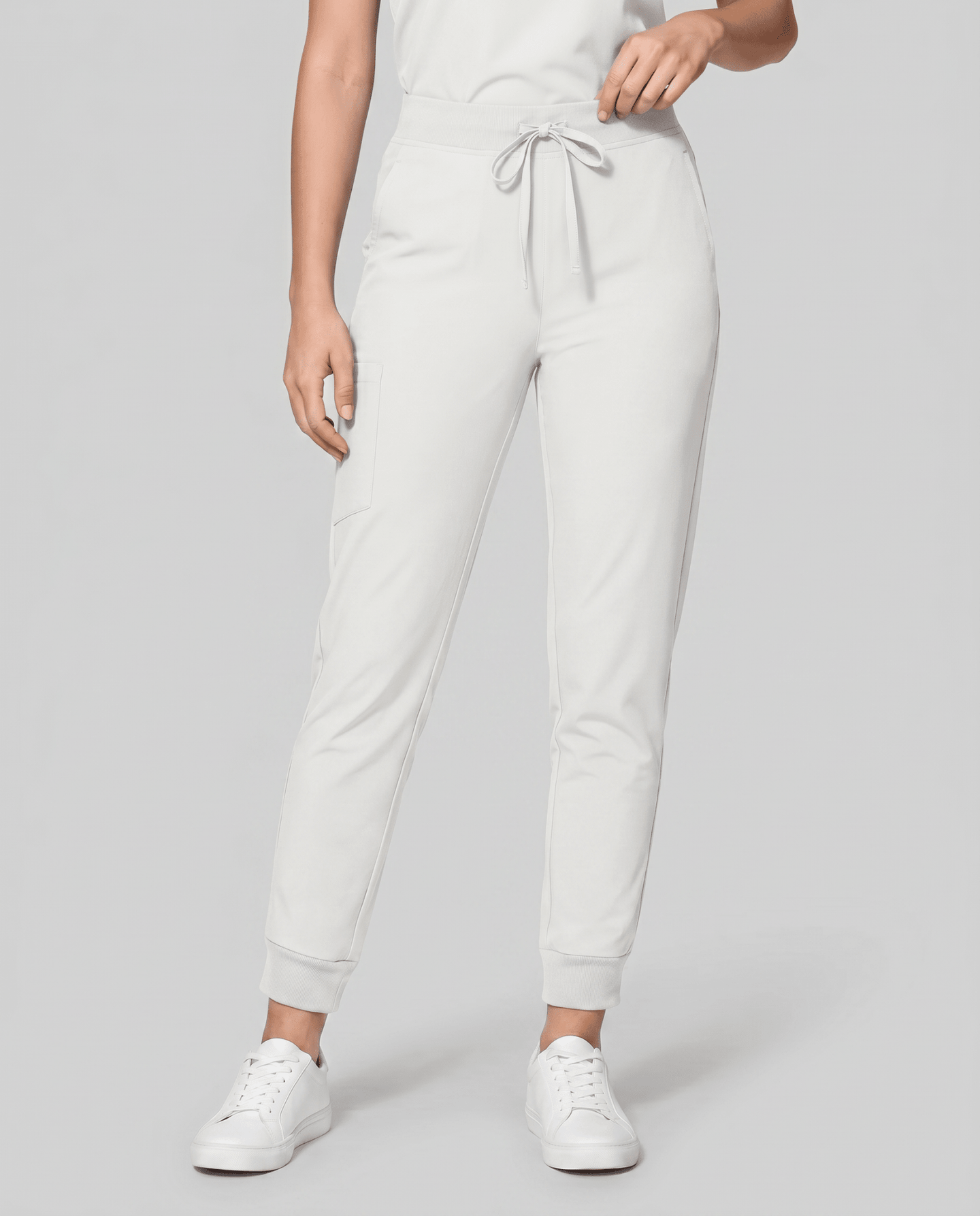 Women's High Waisted Jogger Pant White - Scrubloop