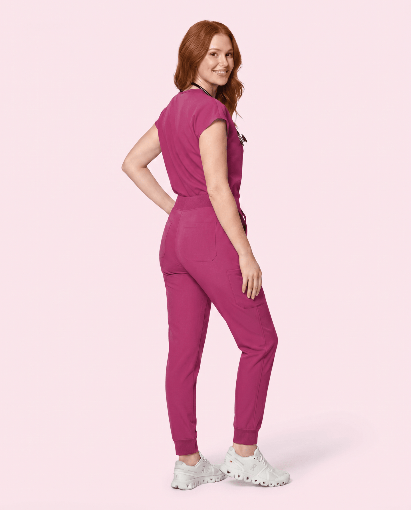Women's High Waisted Jogger Pant Wild Berry - Scrubloop