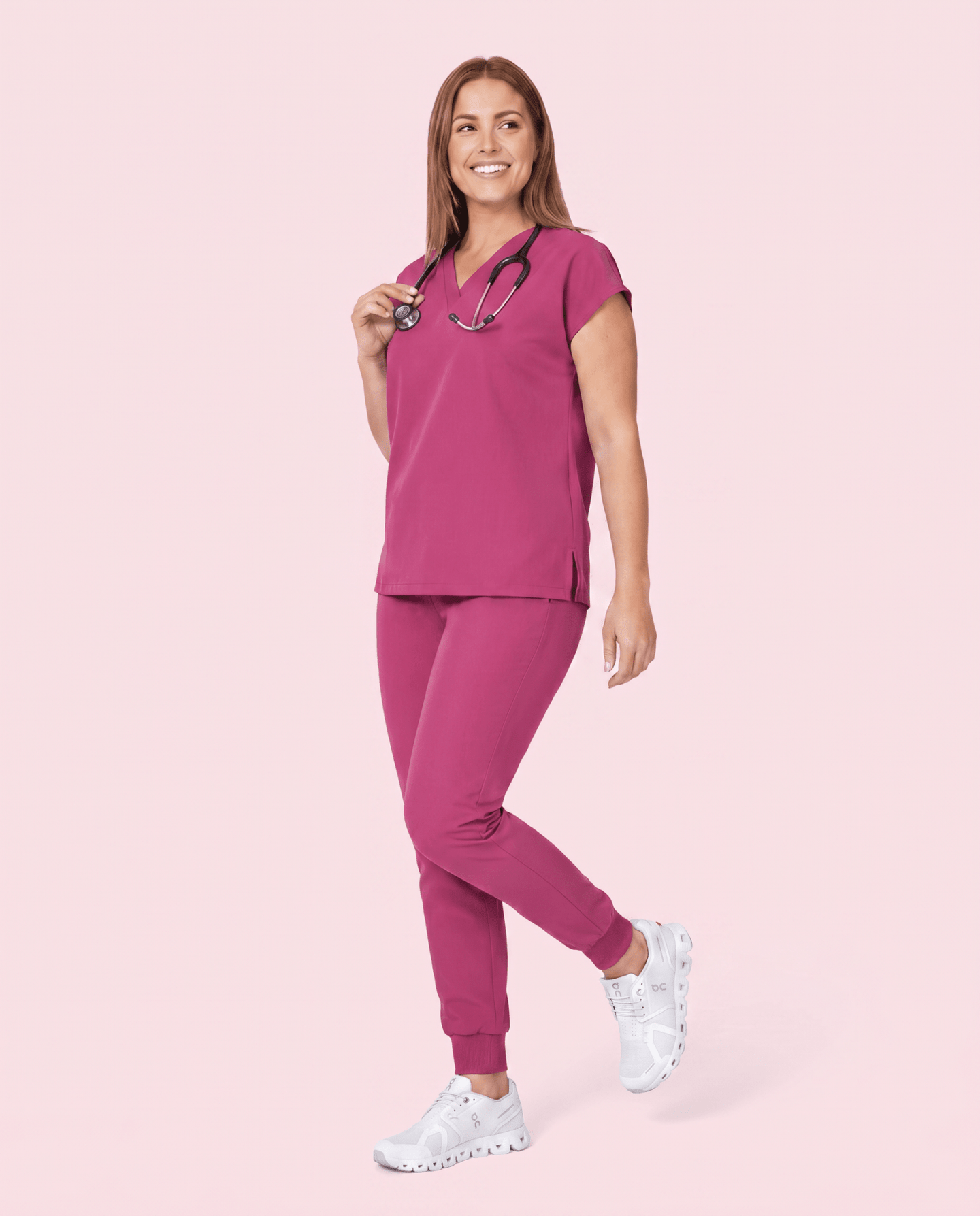 Women's High Waisted Jogger Pant Wild Berry - Scrubloop