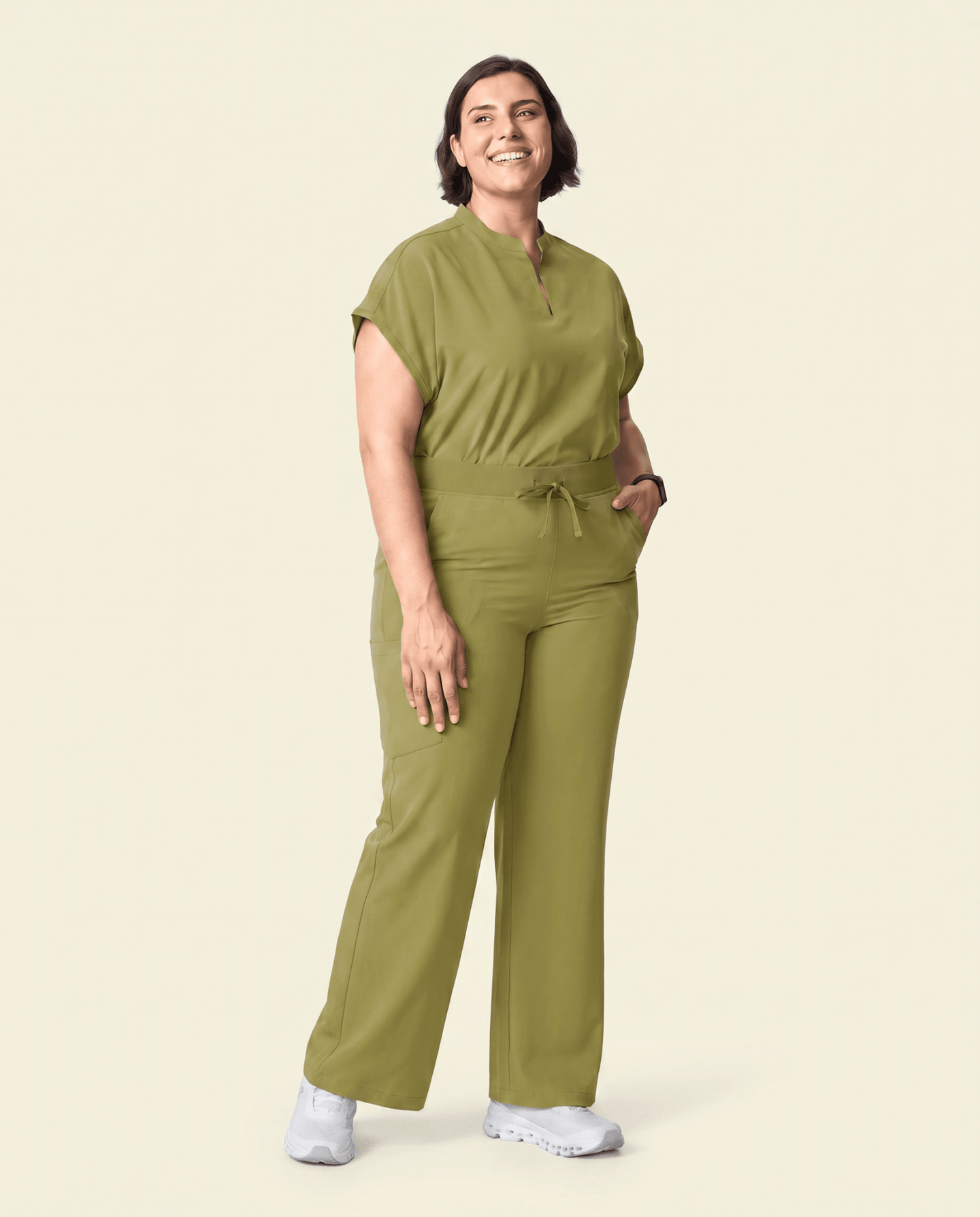 Women's High Waisted Wide Leg Pant Avocado - Scrubloop