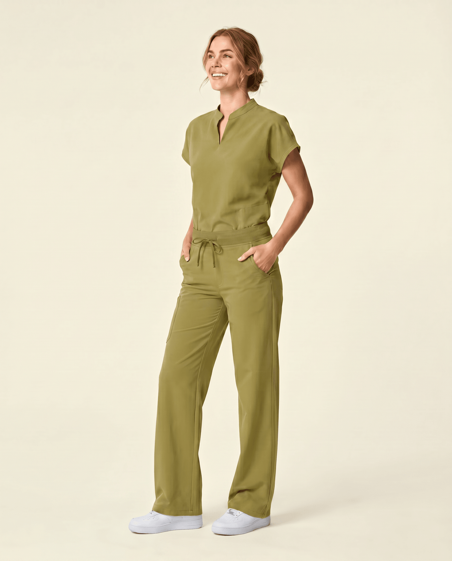 Women's High Waisted Wide Leg Pant Avocado - Scrubloop