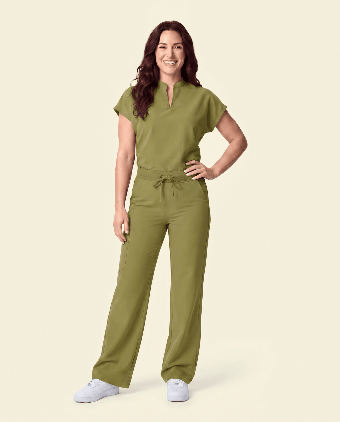 Women's High Waisted Wide Leg Pant Avocado - Scrubloop