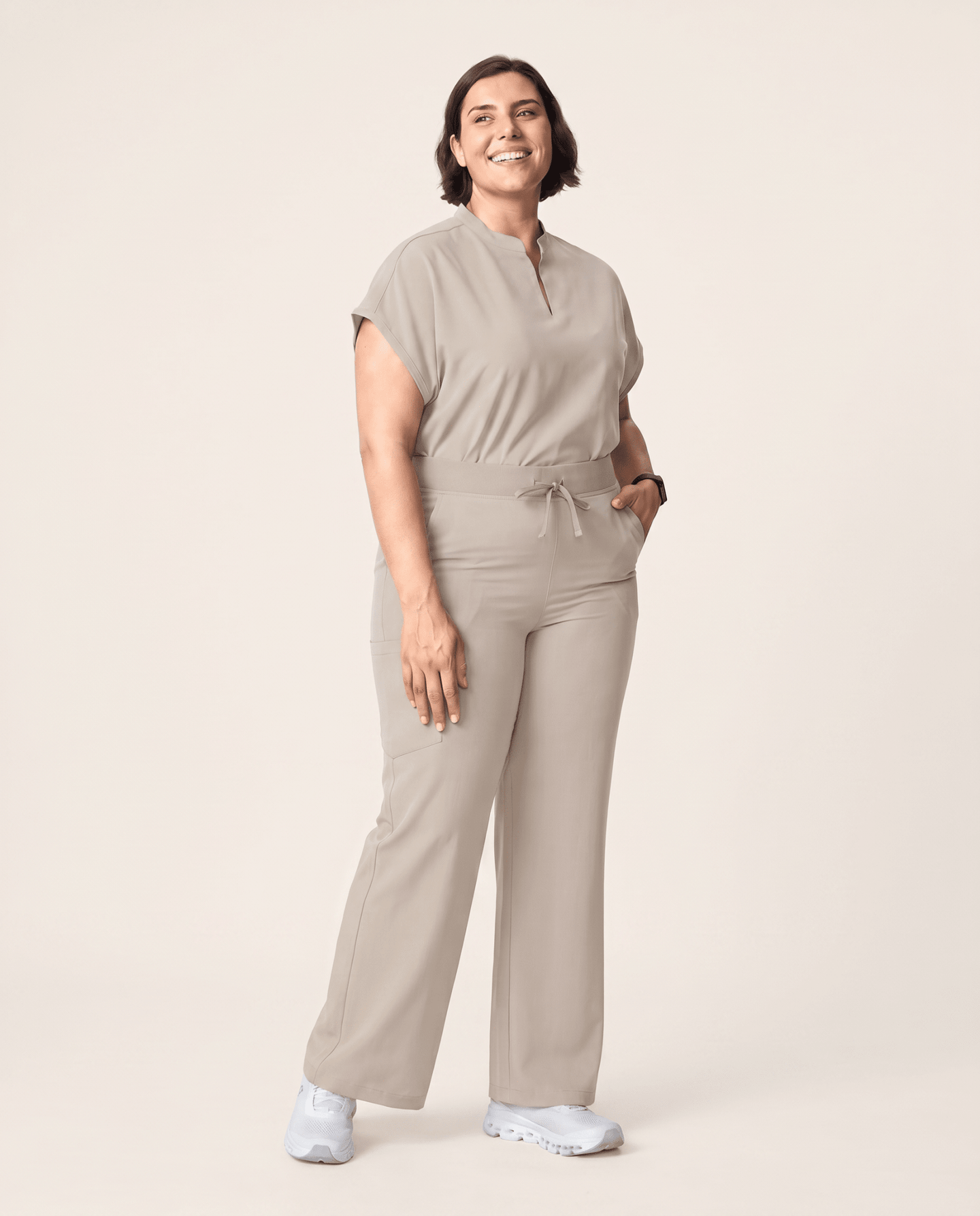 Women's High Waisted Wide Leg Pant Birch - Scrubloop