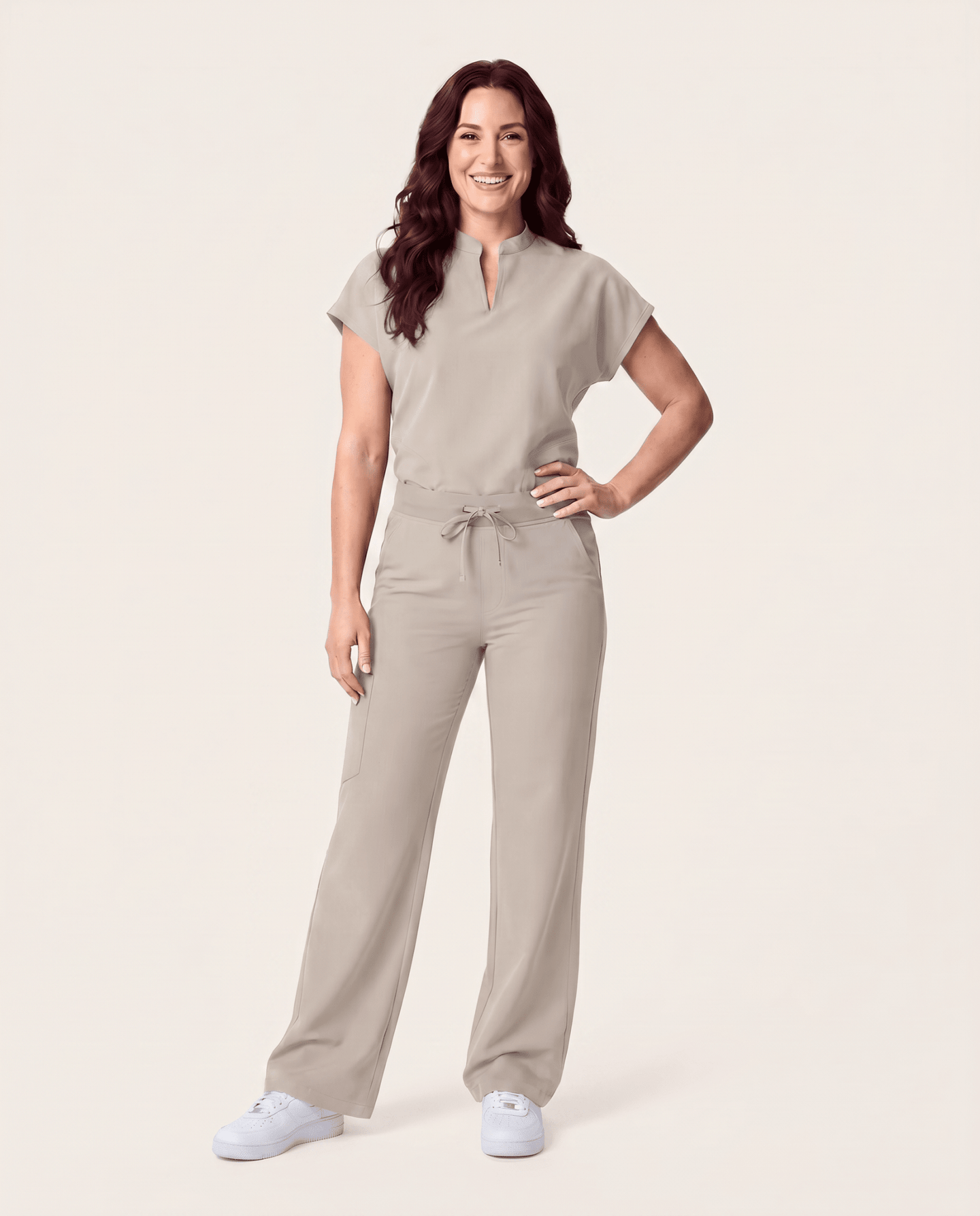 Women's High Waisted Wide Leg Pant Birch - Scrubloop