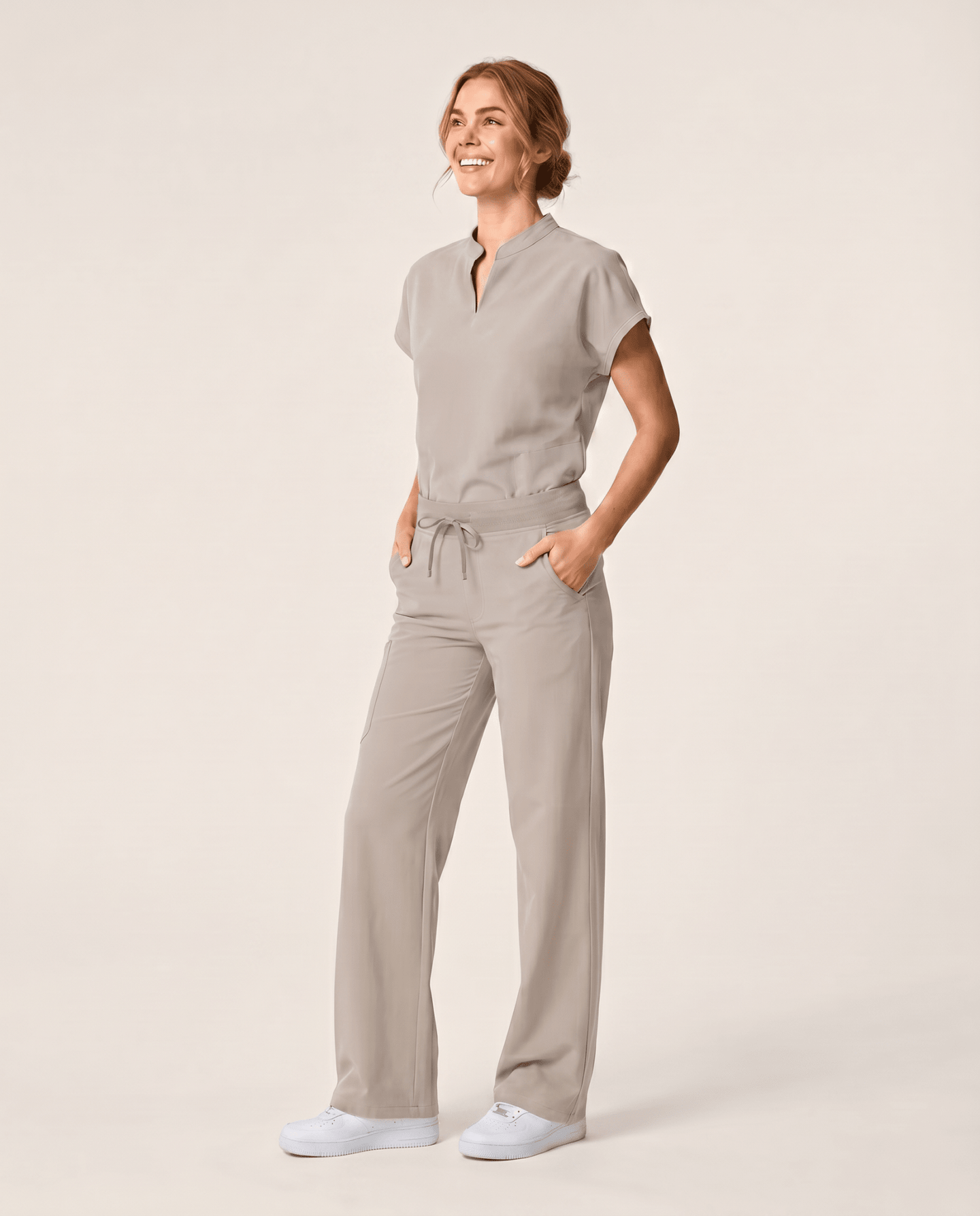 Women's High Waisted Wide Leg Pant Birch - Scrubloop