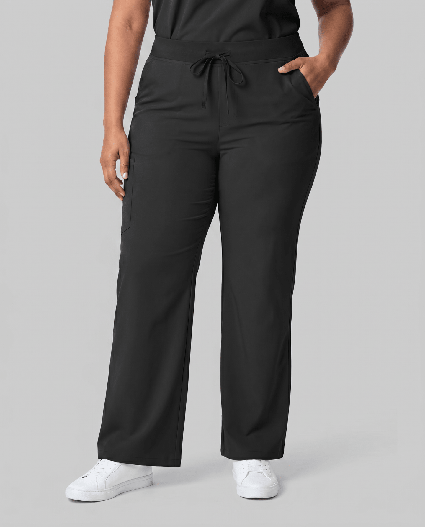 Women's High Waisted Wide Leg Pant Black - Scrubloop