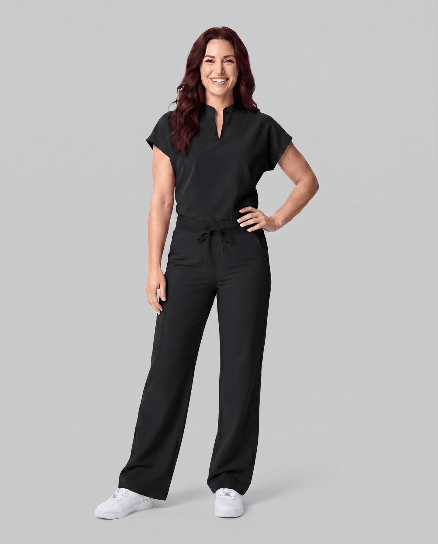 Women's High Waisted Wide Leg Pant Black - Scrubloop