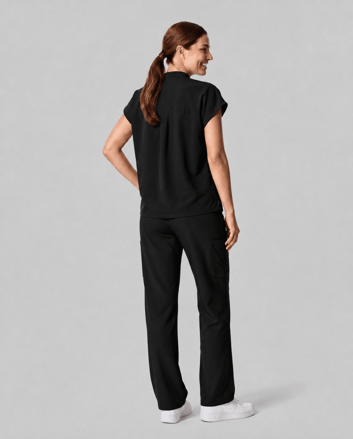 Women's High Waisted Wide Leg Pant Black - Scrubloop