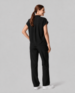 Women's High Waisted Wide Leg Pant Black - Scrubloop