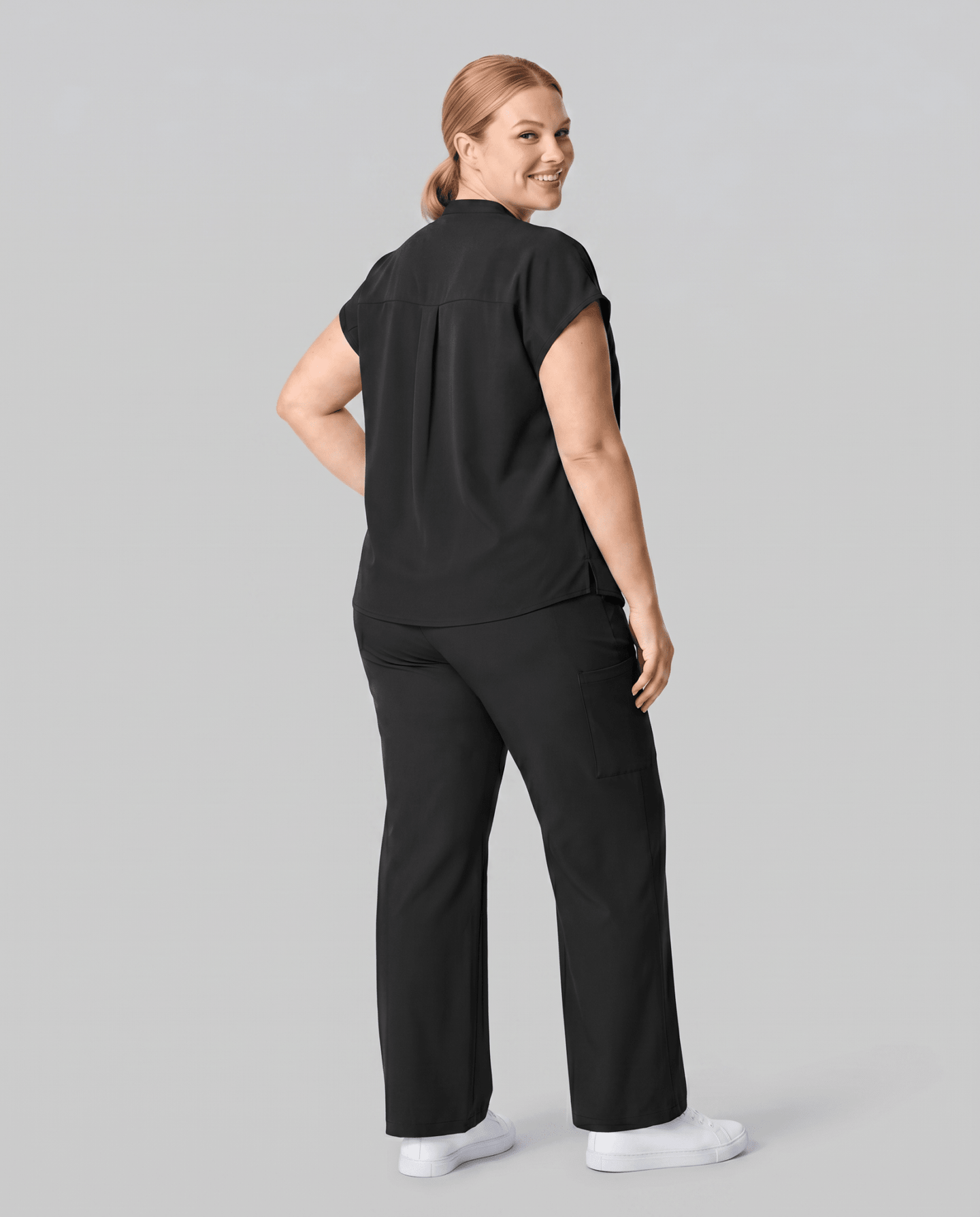 Women's High Waisted Wide Leg Pant Black - Scrubloop