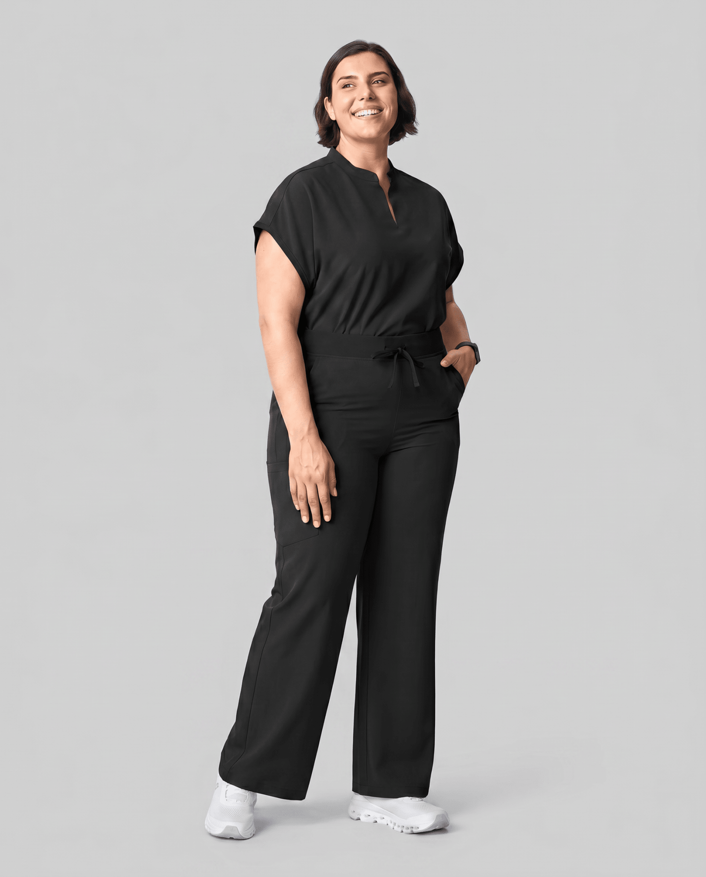 Women's High Waisted Wide Leg Pant Black - Scrubloop