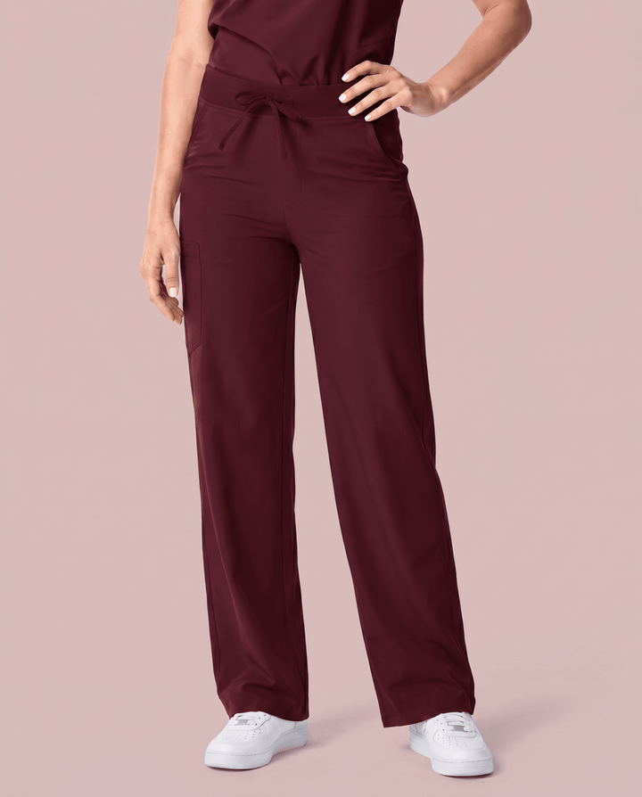 Women's High Waisted Wide Leg Pant Burgundy