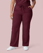 Women's High Waisted Wide Leg Pant Burgundy - Scrubloop
