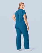 Women's High Waisted Wide Leg Pant Caribbean Blue - Scrubloop