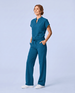 Women's High Waisted Wide Leg Pant Caribbean Blue - Scrubloop