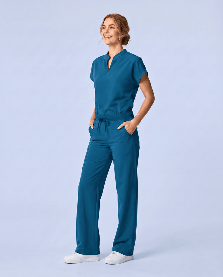 Women's High Waisted Wide Leg Pant Caribbean Blue