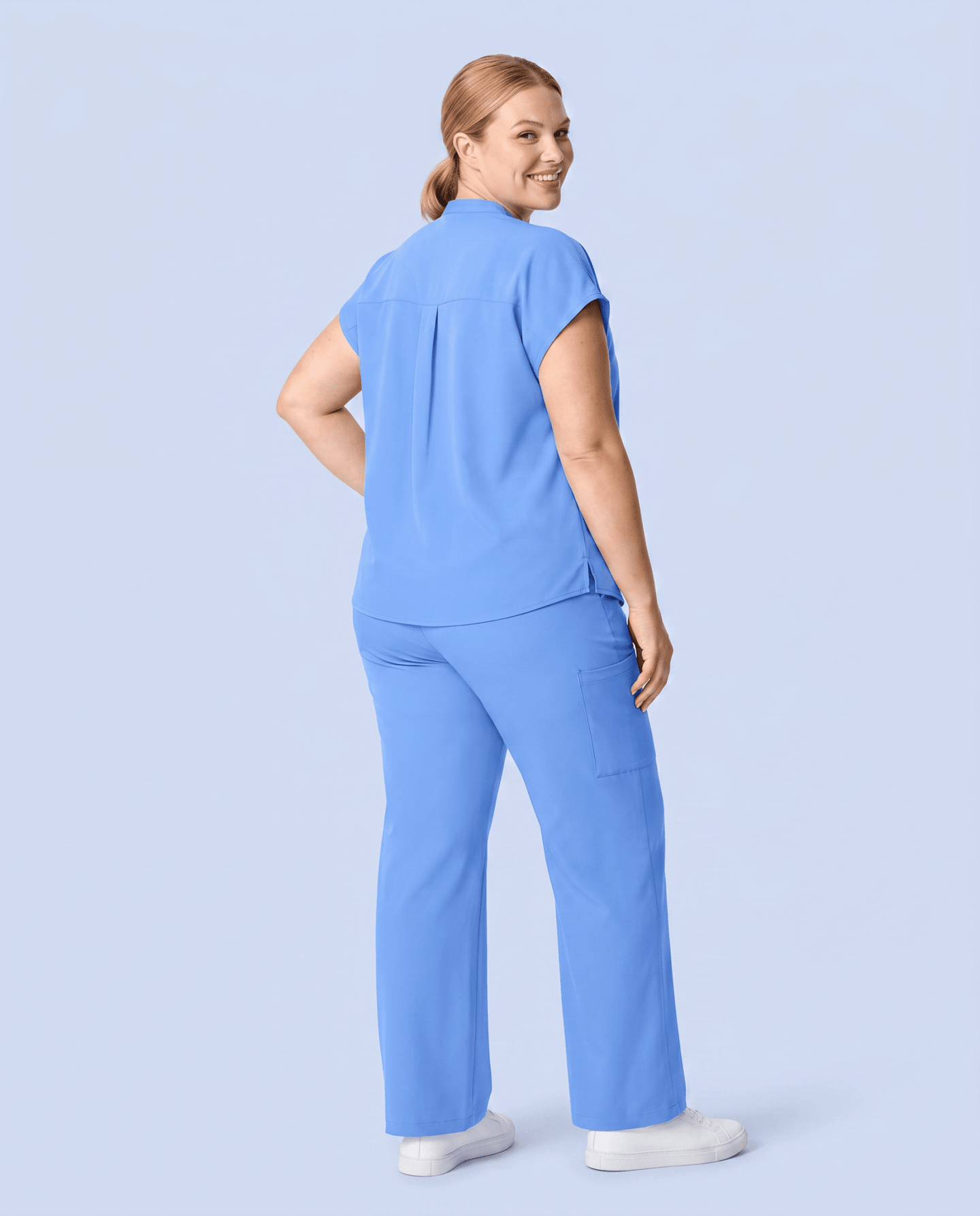 Women's High Waisted Wide Leg Pant Ceil Blue - Scrubloop