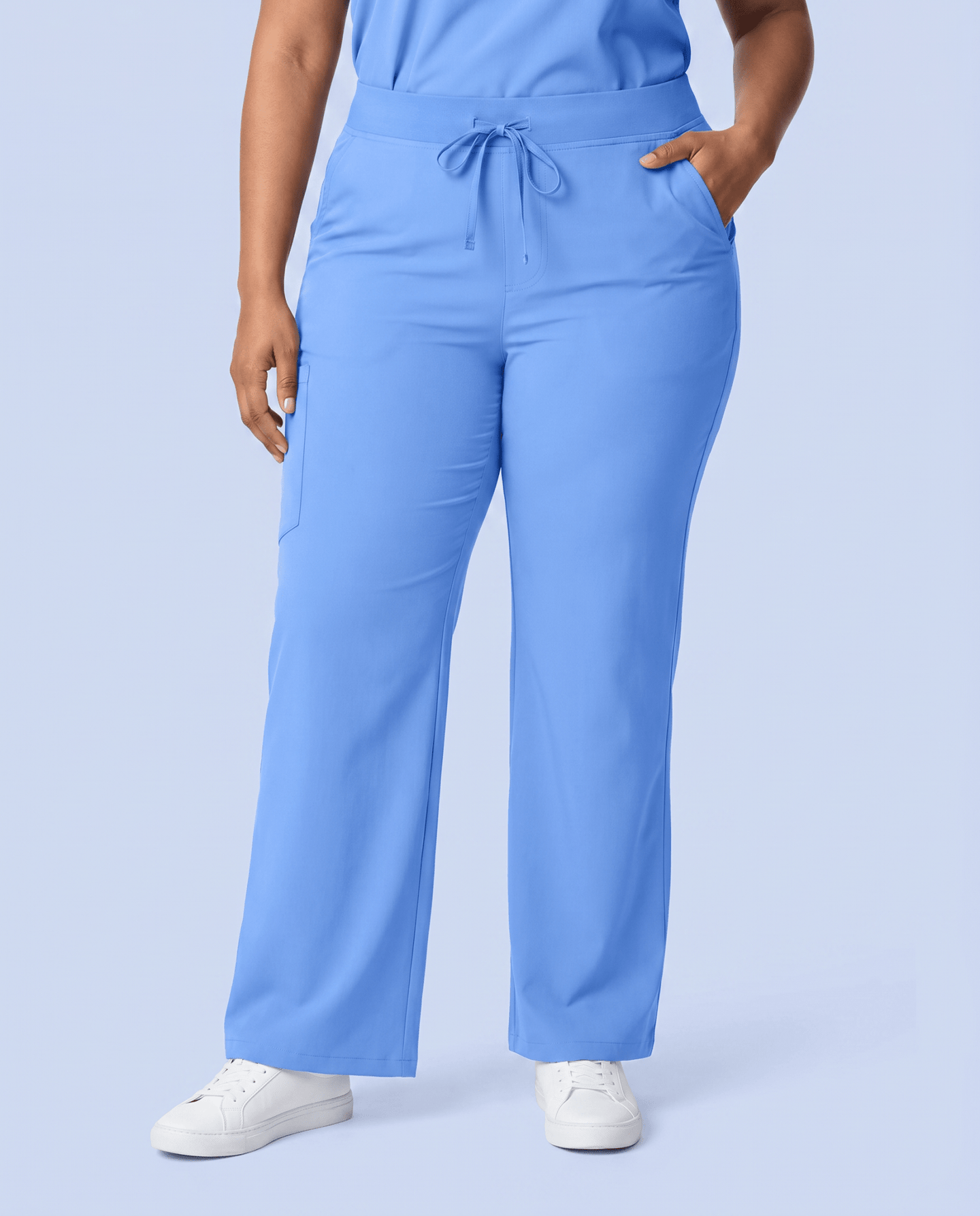 Women's High Waisted Wide Leg Pant Ceil Blue - Scrubloop