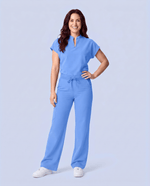 Women's High Waisted Wide Leg Pant Ceil Blue - Scrubloop