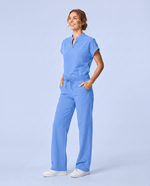 Women's High Waisted Wide Leg Pant Ceil Blue - Scrubloop
