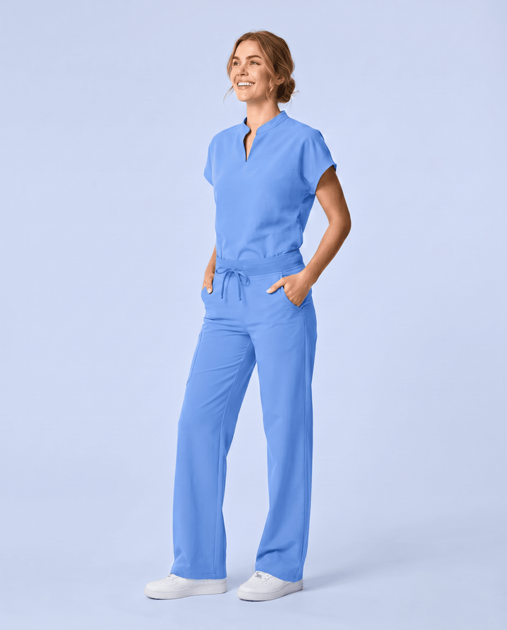 Women's High Waisted Wide Leg Pant Ceil Blue