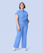 Women's High Waisted Wide Leg Pant Ceil Blue - Scrubloop