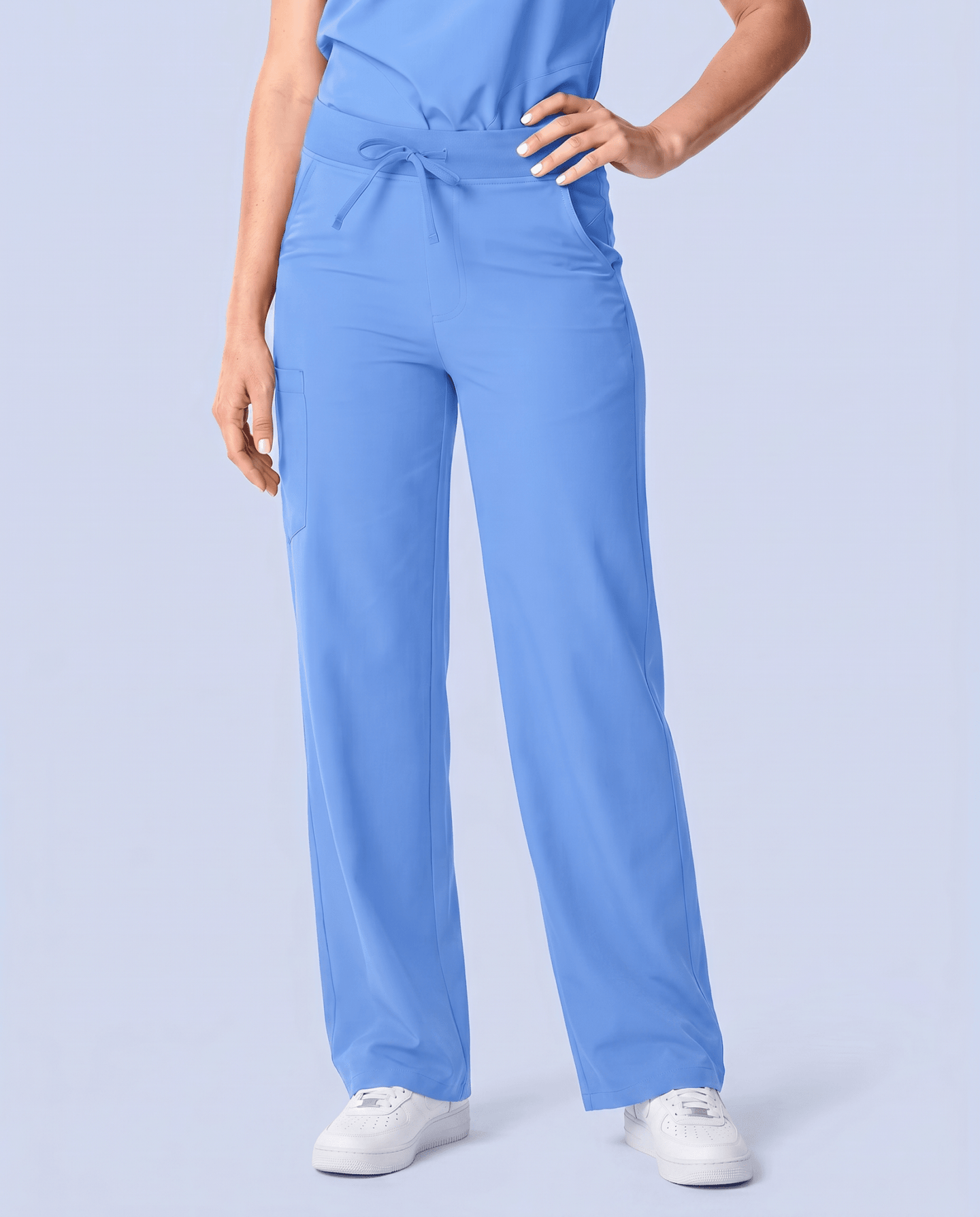 Women's High Waisted Wide Leg Pant Ceil Blue - Scrubloop