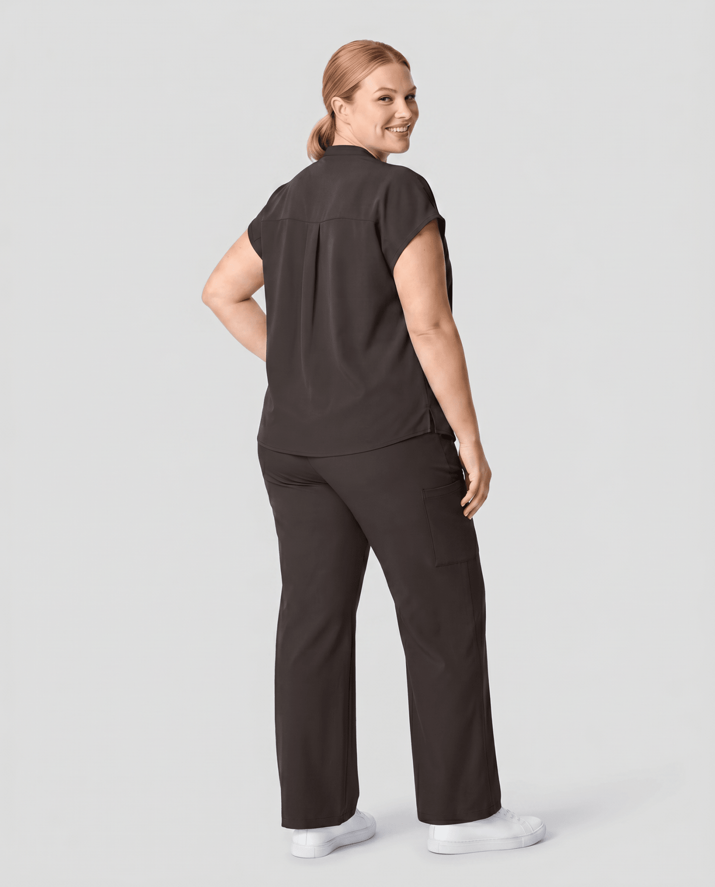 Women's High Waisted Wide Leg Pant Charcoal - Scrubloop