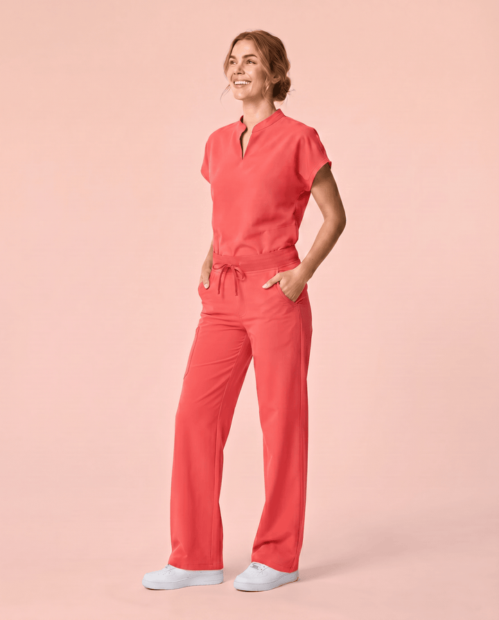 Women's High Waisted Wide Leg Pant Coral