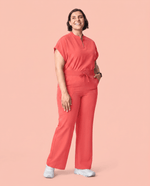 Women's High Waisted Wide Leg Pant Coral - Scrubloop